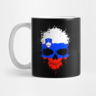 Chaotic Slovenian Flag Splatter Skull Mug